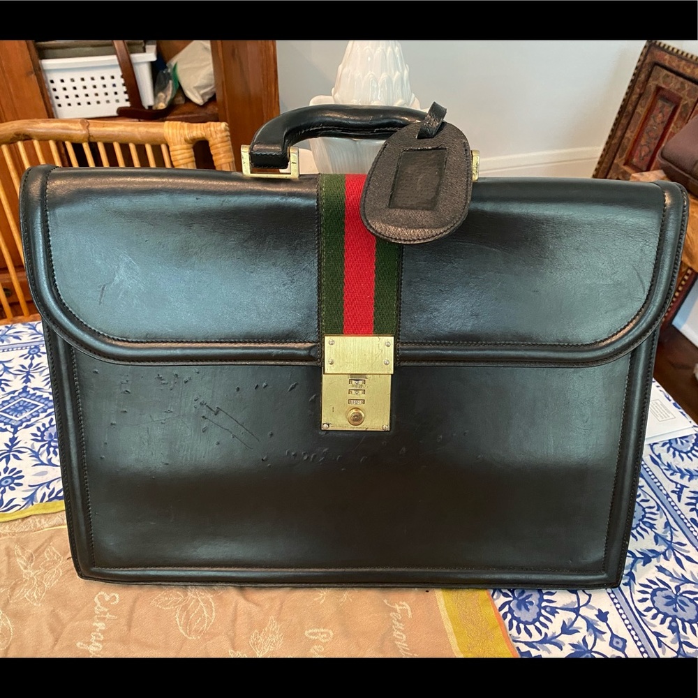 Gucci vintage leather briefcase - 100% authentic